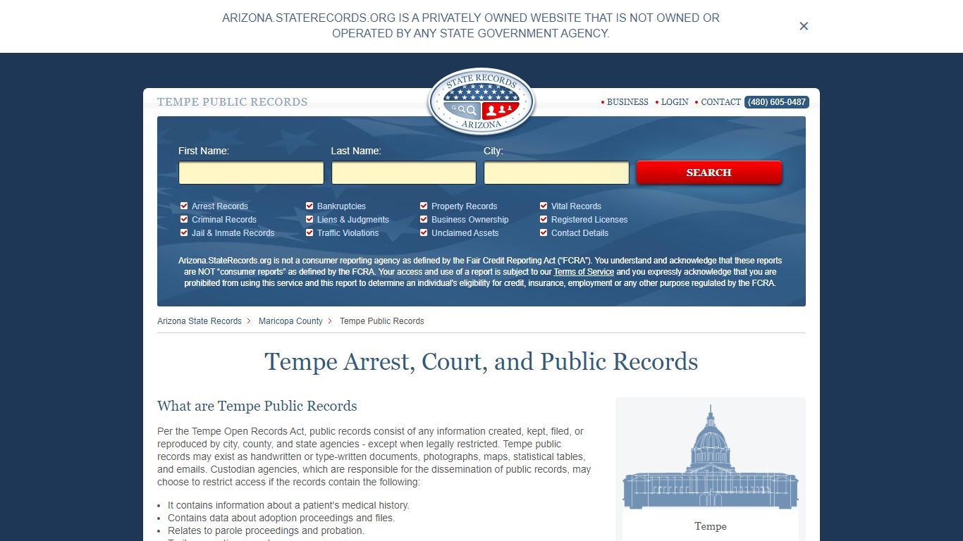 Tempe Arrest and Public Records | Arizona.StateRecords.org